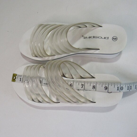PRO SPIRIT Women's Open Toe PU Clear Two Straps Slip On Sandal Size 9 White - Picture 7 of 7